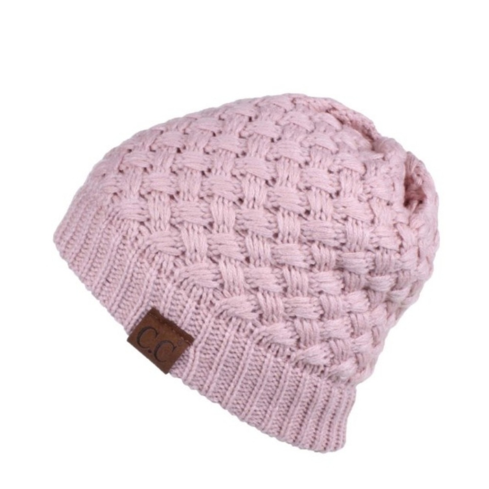 C.C. Beanies Basket Weave Cap. Rose